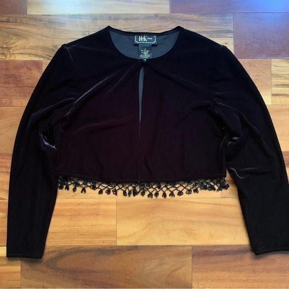 R & K Evening Sweaters - R & K Evening Velvet Cropped Bolero Jacket